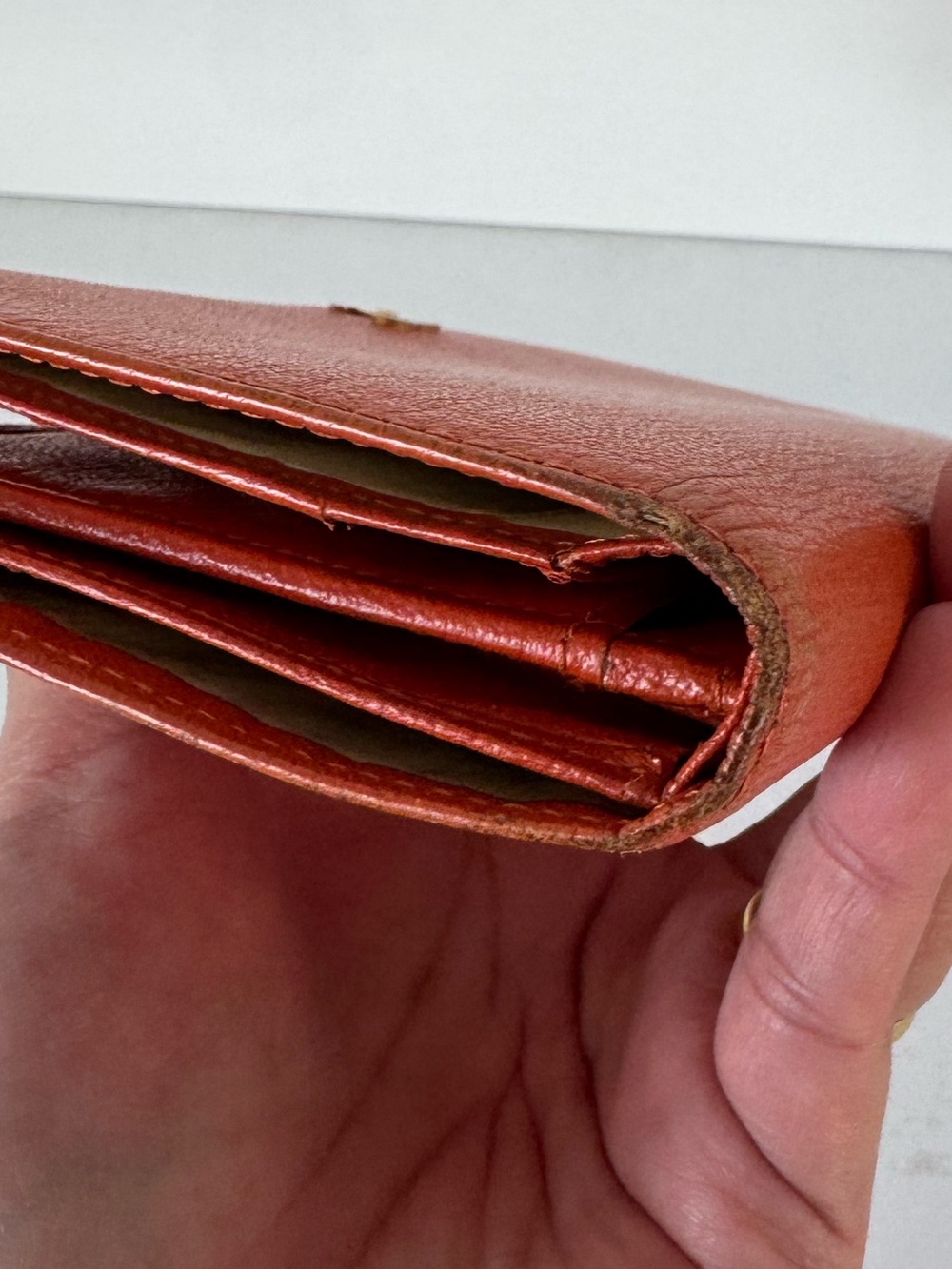 CHANEL Orange Leather Long Bifold CC Wallet with Gold Logo - Picture 6 of 14